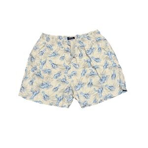 Vilebrequin Moorea Mens XXL Blue Lobster Print Swim Trunks Off White Shorts